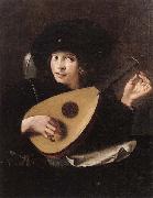unknow artist A Young man tuning a lute oil painting artist
